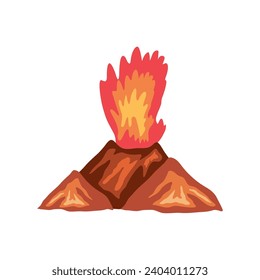 volcano with lava explosion illustration isolated