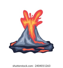 volcano with lava flowing illustration