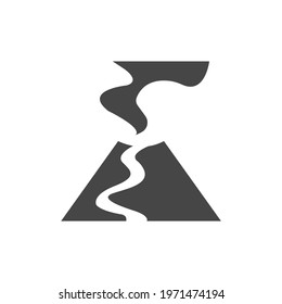 Volcano Lava Icon Black and White Vector Graphic