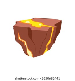 desenho animado plataforma de lava vulcão. magma erupção, basalto geotérmico, sinal de plataforma de lava vulcão fluxo. símbolo isolado ilustração vetor