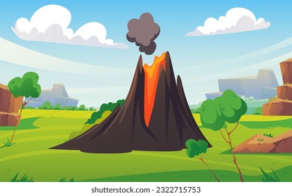 Volcano lava volcanic explosion background concept. Vector design graphic illustration