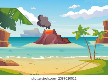 Volcano lava volcanic explosion background concept. Vector design graphic illustration
