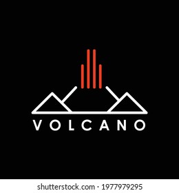 volcano line art simple flat logo vector