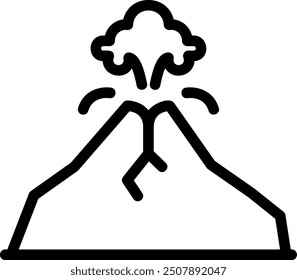 volcano line icon illustration vector