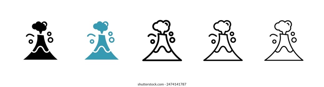 Volcano line icon set. volcanic mountain hill line icon. magma rock volcano icon for UI designs.