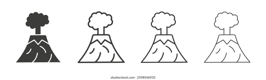 Volcano line icon vector illustration set.