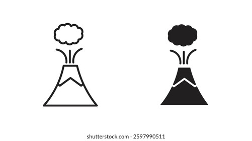 Volcano line icon vector set.