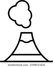 Volcano Line Vector Icon Design