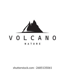 volcano logo black silhouette simple mountains nature illustration template symbol