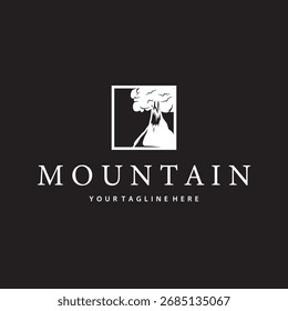 Volcano Logo Silueta negra Montañas simples Naturaleza Ilustración Plantilla Símbolo