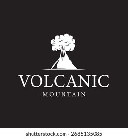 Volcano Logo Silueta negra Montañas simples Naturaleza Ilustración Plantilla Símbolo