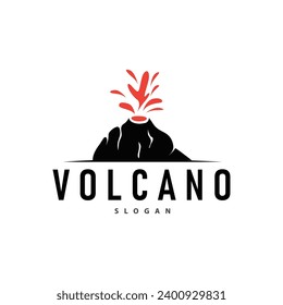 Volcano logo illustration silhouette design volcano mountain erupting with simple rocks and lava