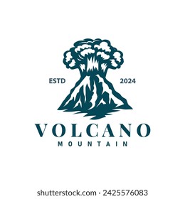 Vulkan Logo Illustration Silhouette Design Vulkan Berg Ausbruch mit einfachen Felsen und Lava