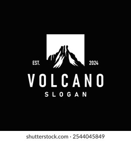 Vulcão logotipo ilustração silhueta projeto vulcão montanha erupção com rochas simples e lava