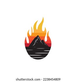 volcano logo vector color illustration design