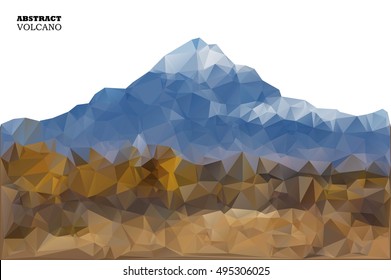 Volcano in low polygon style. Abstract background for design.Vector illustration