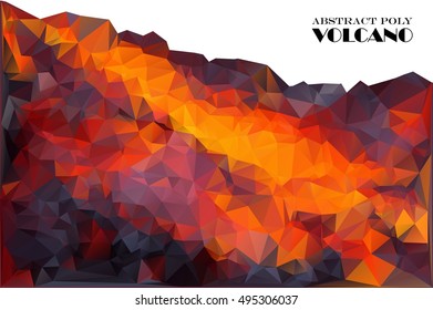 Volcano in low polygon style. Abstract background for design.Vector illustration