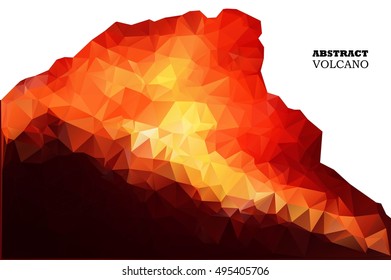 Volcano in low polygon style. Abstract background for design.Vector illustration