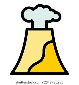 Volcano magma icon outline vector. Vulcano explosion. Island crater color flat