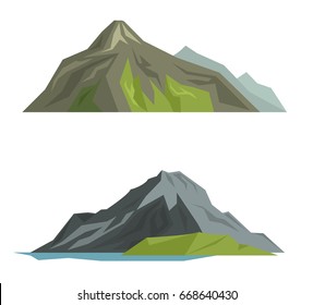 Volcano magma nature blowing up with smoke volcanic eruption lava mountain vector illustration