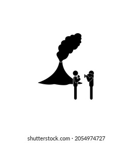 Volcano, man, microphone icon in Media, Press set