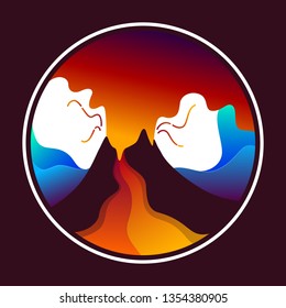 Volcano Mount Liquid Lava Isolated Gradient Color