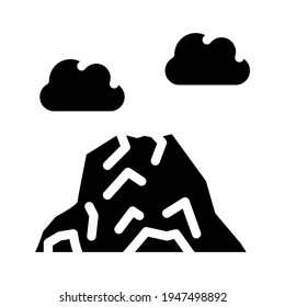 volcano mountain glyph icon vector. volcano mountain sign. isolated contour symbol black illustration
