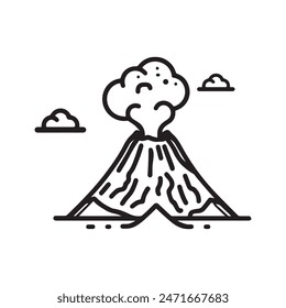 Volcano mountain icon nature light and black vector design.