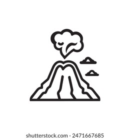Volcano mountain icon nature light and black vector design.