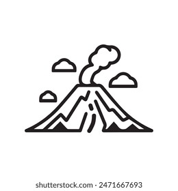 Volcano mountain icon nature light and black vector design.