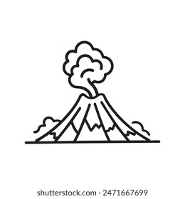 Volcano mountain icon nature light and black vector design.