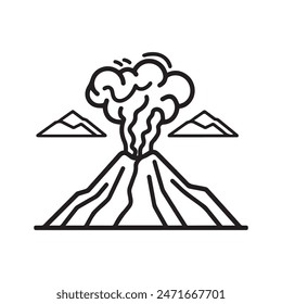 Volcano mountain icon nature light and black vector design.