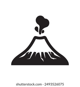 Volcano mountain icon nature light and black vector design.