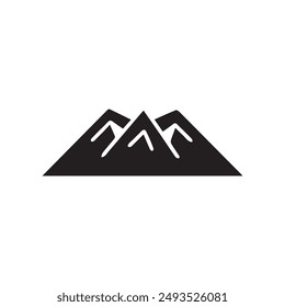 Volcano mountain icon nature light and black vector design.