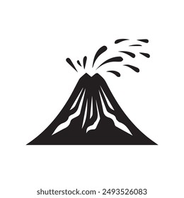 Volcano mountain icon nature light and black vector design.