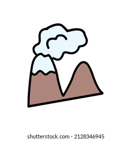 volcano mountain isolated on white background. doodles illustration