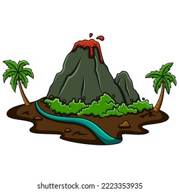  Volcano mountain  isolated on white background