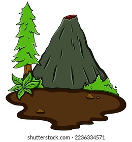 Volcano mountain  isolated on white background