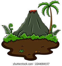 Volcano mountain  isolated on white background