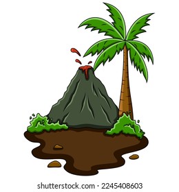 Volcano mountain  isolated on white background