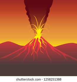 volcano mountain with lava