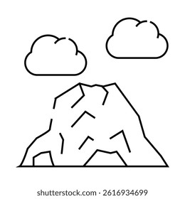 volcano mountain line icon vector. volcano mountain sign. isolated contour symbol black illustration