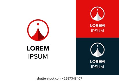 Volcano mountain logo design template isolated vector, red editable color. Minimalist logo design