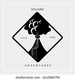 Volcano Mountain Logo. Simple Illustration Of Volcano Mountain Vector Logo, Silhouette Style. Isolated Vector Illustration