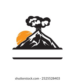 Logotipo de la montaña del volcán. Ilustración simple del logotipo del Vector de la montaña del volcán