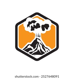 Logotipo de la montaña del volcán. Ilustración simple del logotipo del Vector de la montaña del volcán