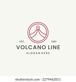 Volcano mountain logo. Simple of volcano mountain vector logo line style .