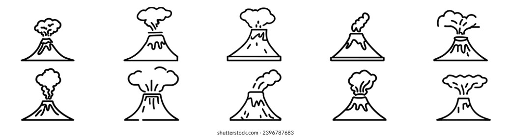 Volcano mountain logo. volcano mountain symbol, Erupting volcano icon, Erupting volcano icon