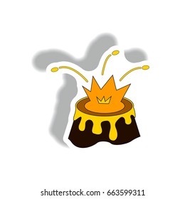 Volcano mountain top exploding. Volcano sticker