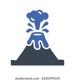 Volcano natural disaster Icon, Vector Graphics